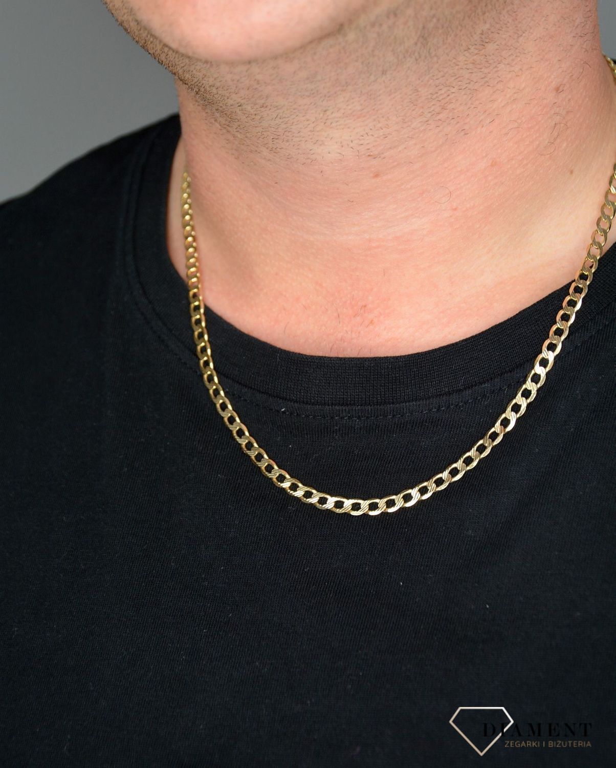 Złoty łańcuszek 585 pancerka pave 5 mm DIA-LAN-1128PAVE-585 5mm.jpg